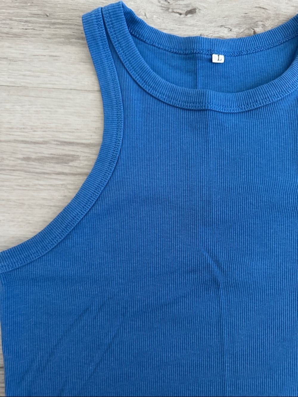 Blue Ribbed Tank Top - Picture 2 of 3